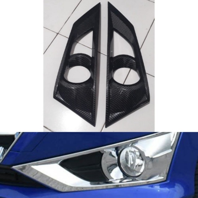Garnish Garnis List Lis Cover Ring Foglamp Fog Lamp Mobil Daihatsu Sigra Kanan Kiri Carbon Aksesoris