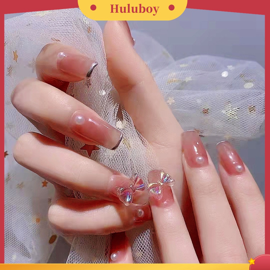 Huluboy Huluboy♡ 50 Pcs Ornamen Pita 3D Warna Aurora Untuk Dekorasi Nail Art Charms