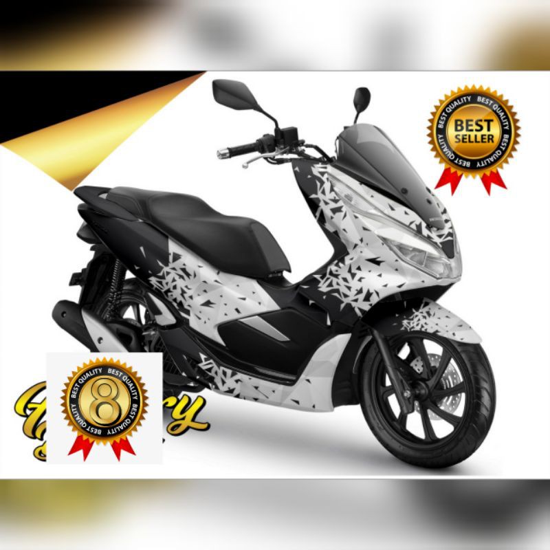 Decal Sticker Honda PCX variasi warna putih hitam campur
