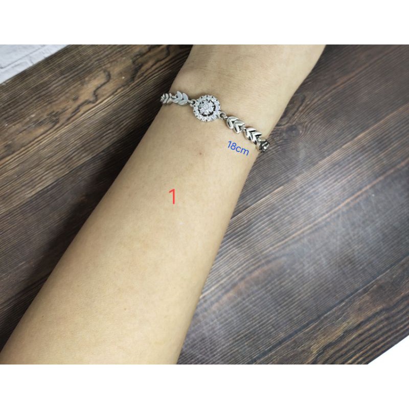 Fifi Fashion Gelang tangan Full mata kombinasi model Perhiasan Lapis Silver 08#