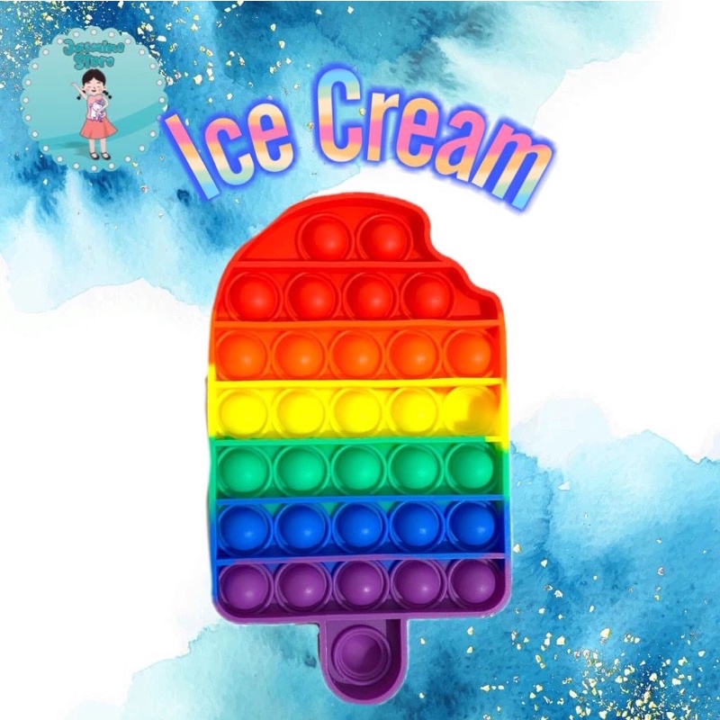 Ready Pop It Rainbow Murah/Fidget Pop It Rainbow Free Kelereng/Free Bonus-Ice Cream