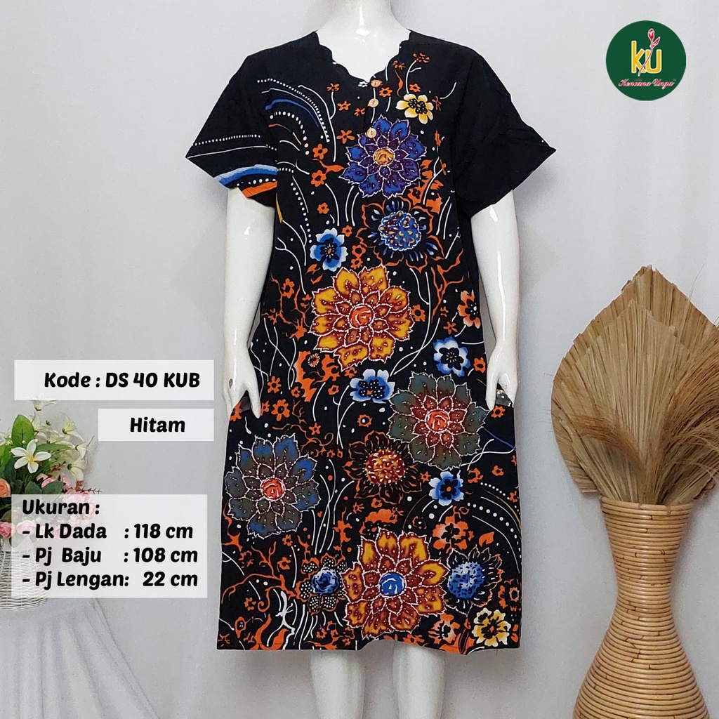 COD DS40 KUB | Daster Batik Kencana Ungu Asli Label Biru Ukuran Jumbo | Baju Santai Tidur Wanita Dewasa Kancing Depan Busui Friendly Motif Terbaru-6