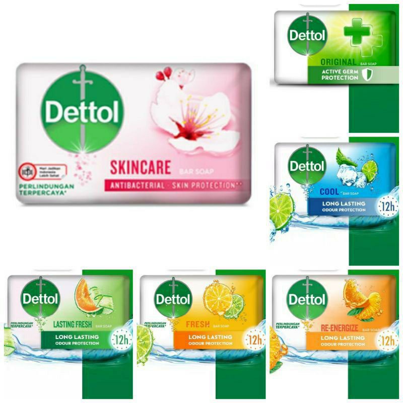 Dettol sabun batang cool, fresh, sensitive, original 65 dan 100 gram