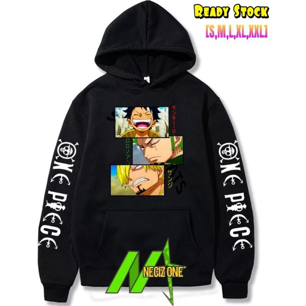 JAPANESE ANIME HOODIE KEREN ONE PIECE LUFFY - ZORO - SANJI CHARACTER (READY SIZE S-XXL)