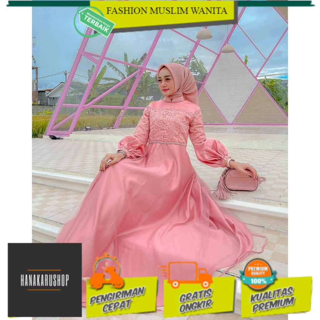 OUTFIT GAMIS MUSLIM SYARI BALOON SERUT BRUKAT TILE KONDANGAN PESTA LEBARAN TERBARU TERMURAH KEKINIAN