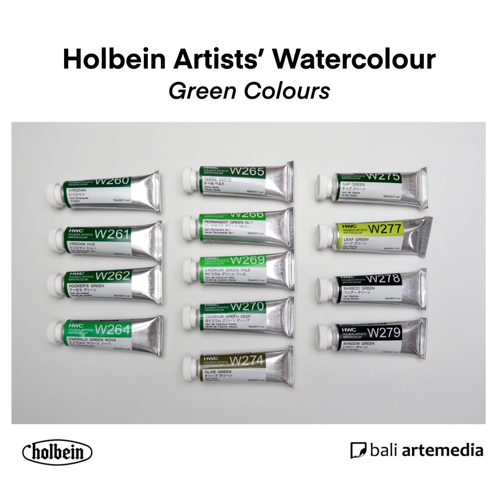 Holbein Artists' GREEN Watercolour Paint 5ml / 15ml