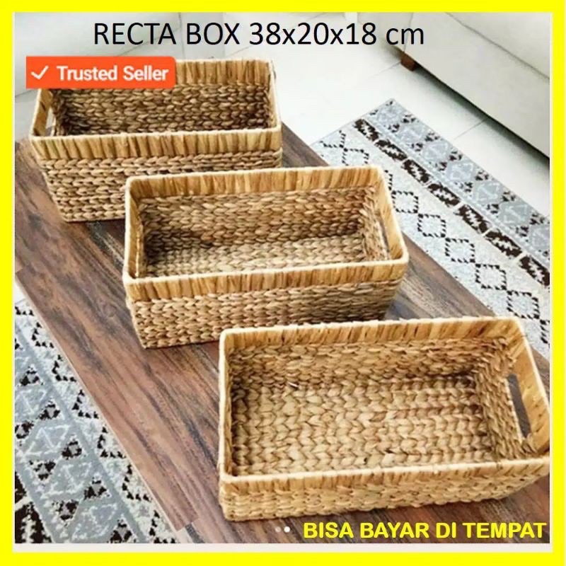 Keranjang/Tray Enceng Gondok Rangka Besi 40x20cm