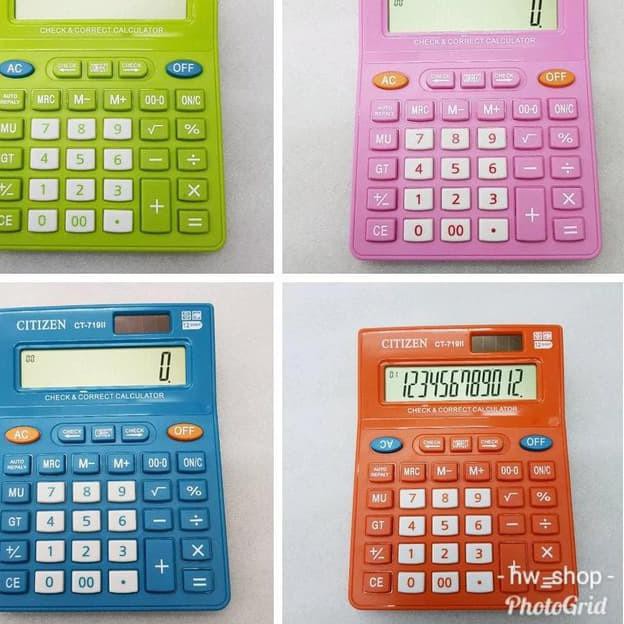 

[KODE BARANG 48] Kalkulator Citizen Ct 719 . Kalkulator 12 Digit Warnanya Unik