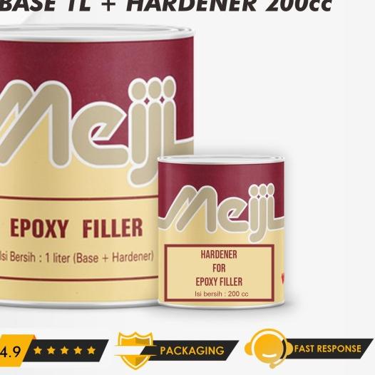 ➪ Epoxy Filler / Cat Dasar MEIJI Filler 1kg + Hardener - Abu-abu ➮