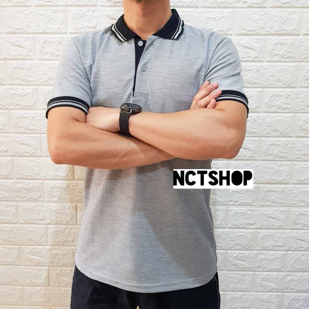 Nctshop Kaos polo bahan PIQUE - polo shirt-Abu Muda