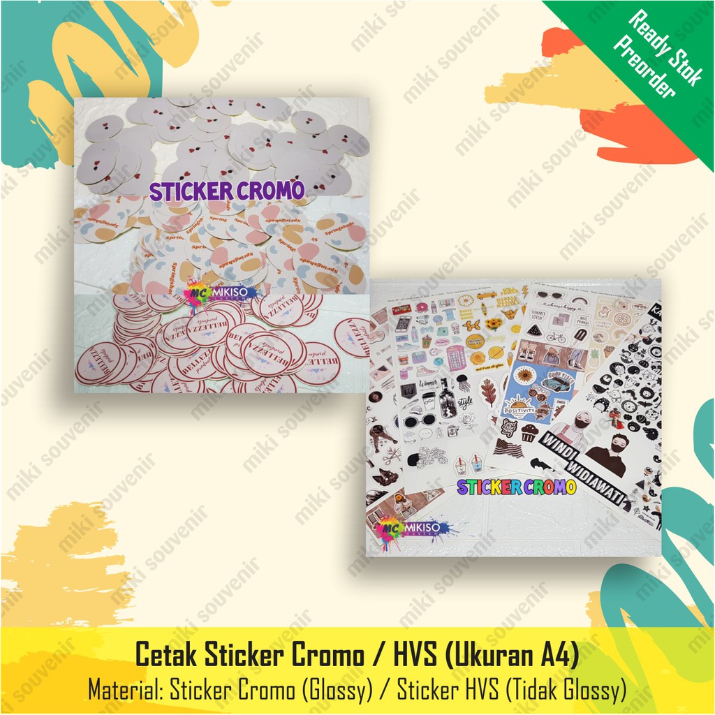 

Cetak Sticker Chromo A4/ Stiker Kromo/ Sticker HVS/ Sticker Label/ Sticker Kemasan/ Sticker Tumblr