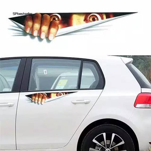 Ukuran Besar 41*13 Stiker Mobil Mata Car Sticker Eyes Mata Mengintip 3D Tempelan Bemper Murah