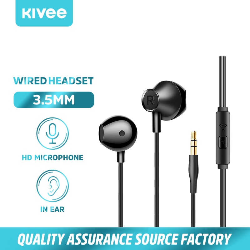 Kivee Headset earphone gaming macaron Original In ear universal Xiaomi oppo 3.5mm-KV-MT86 Black