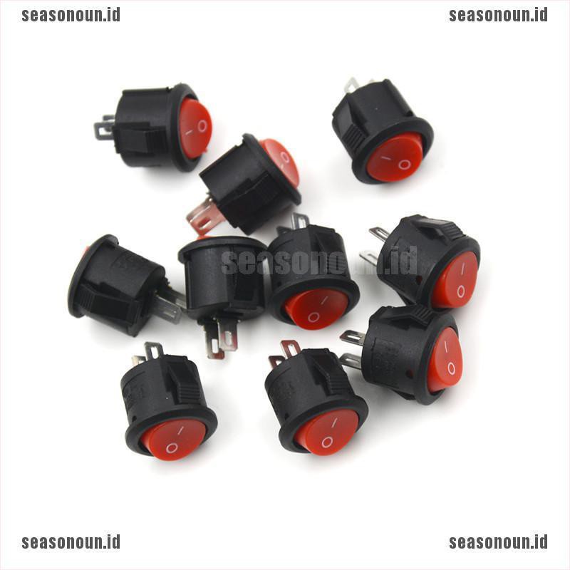 (Sea) 10pcs Saklar Rocker Onoff Mini 2 Pin Bentuk Bulat Diameter 16mm Untuk Perahu