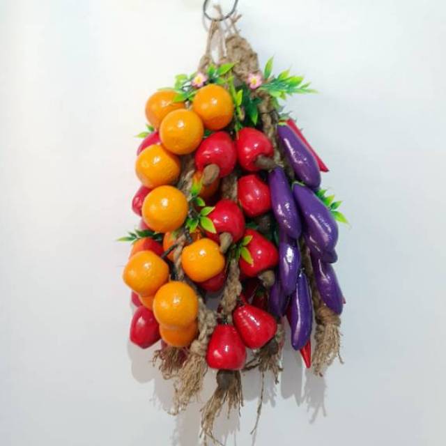 Buah Kayu 12 pcs Hiasan Buah Palsu Artifisial