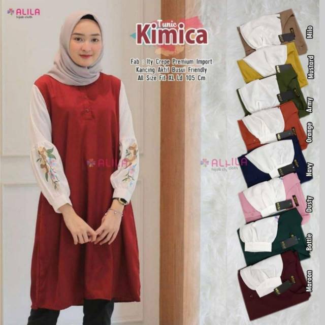 Kimica Tunik Bahan Ity Crepe Import Ori By Alila Tunik Wanita High Quality Kualitas Butik Shopee Indonesia