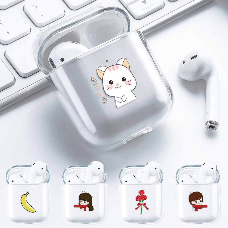 Case TPU Transparan Motif Kartun Hewan Cover AirPods 1 2 Headphone