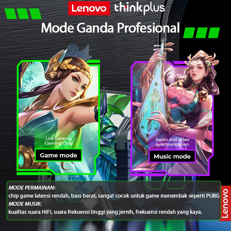 [COD] TWS Lenovo XT81 Headset Bluetooth 5.3 Wireless Gaming Earphone Low Latency with Mic Original Noise Cancelling Kompatibel untuk Android IOS Super Bass Earbuds