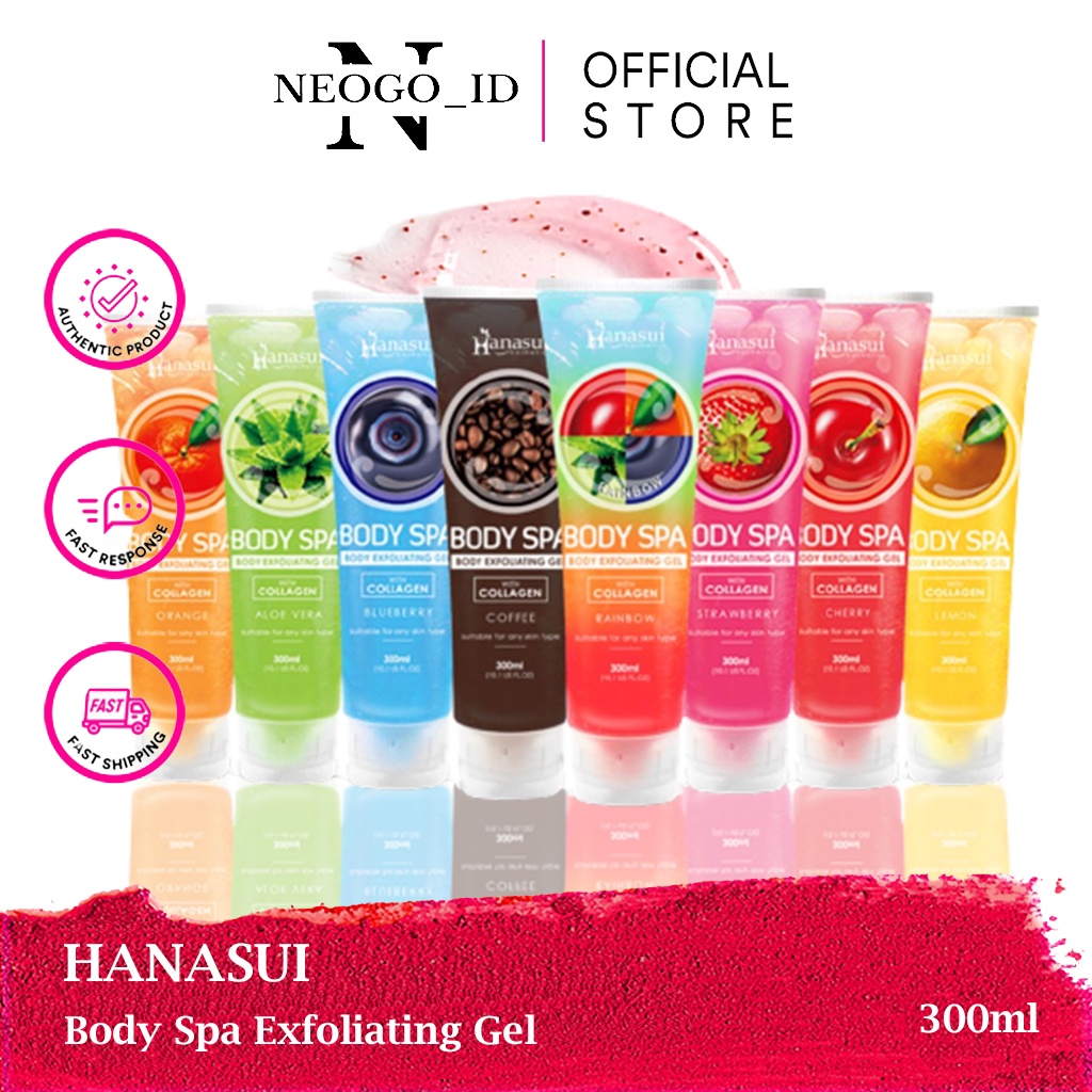 HANASUI Body Spa Exfoliating Gel Indonesia / Gentle Cleanser Power Essence Toner Serum Day Night Cre
