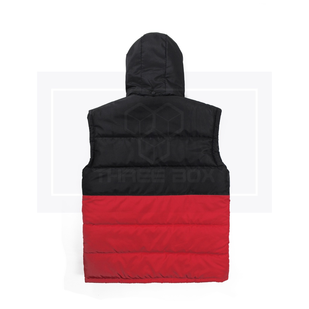 Jaket Vest Rompi Hoodie Anti Angin Pria Wanita Casual Outdoor Three Box Black Kombinasi Red Size M L XL Big Jumbo 2XL 3XL PREMIUM