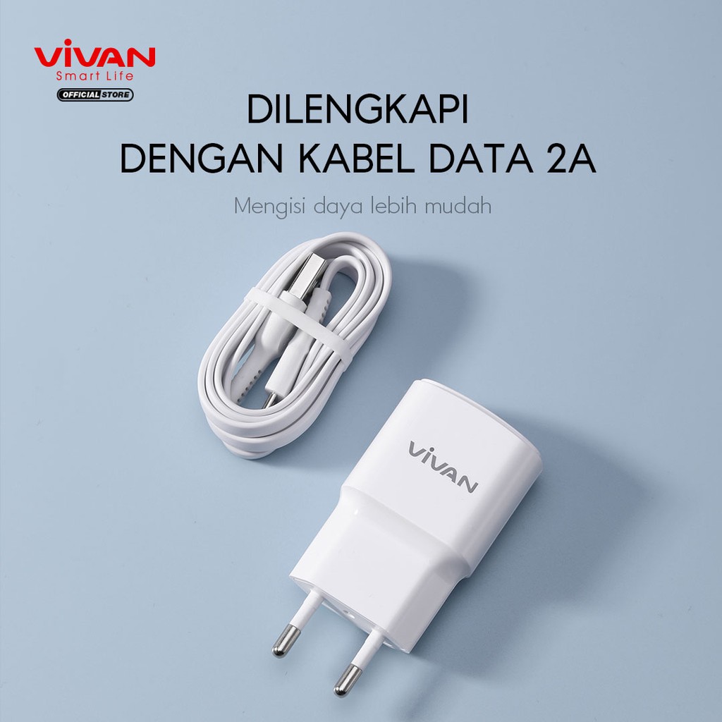 VIVAN VP01 CAS CASAN Charger Dual Output USB Quick Charging 3.1A with Charging Cable Garansi Resmi