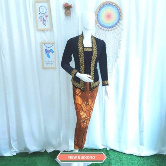 kebaya wanita Kebaya bludru hitam stelan