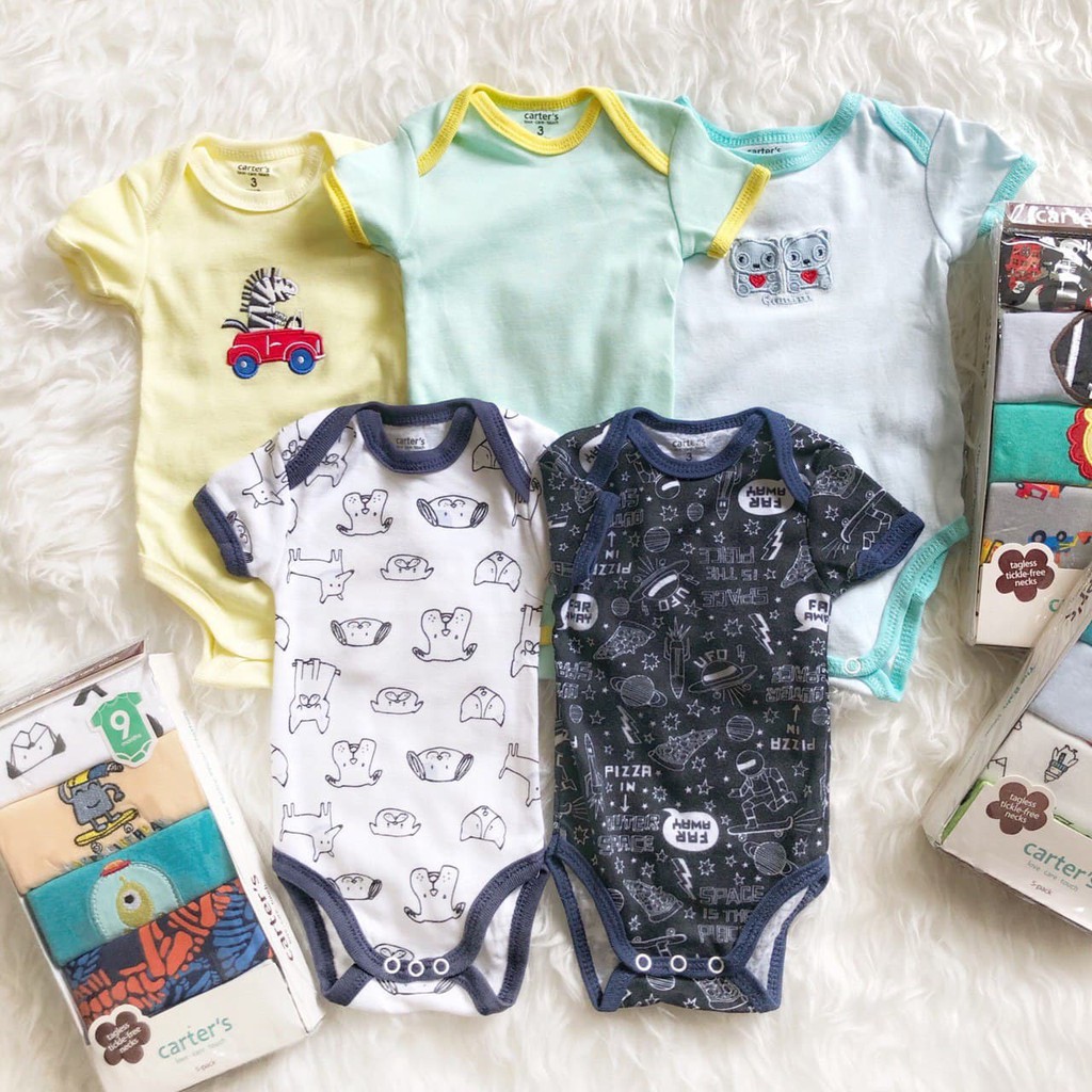 LIN9038 Boys/ Girls CARTER'S 5 in 1 Jumper Bayi Lengan Pendek Premium Cotton Romper Bayi/ Jumpsui...