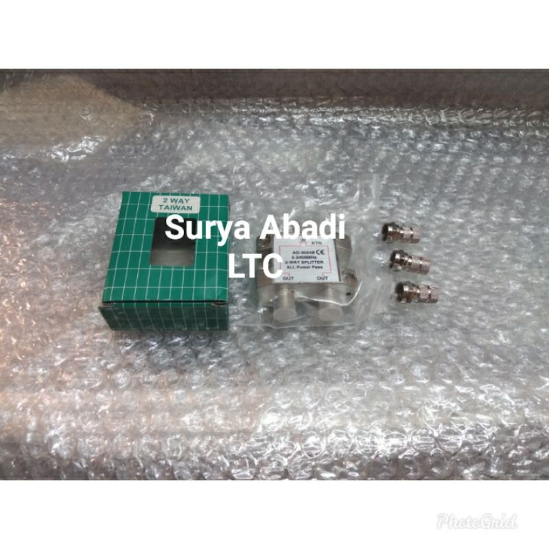 Splitter Antena TV 2 Way Taiwan 5-2400MHz+ Connector RG 6