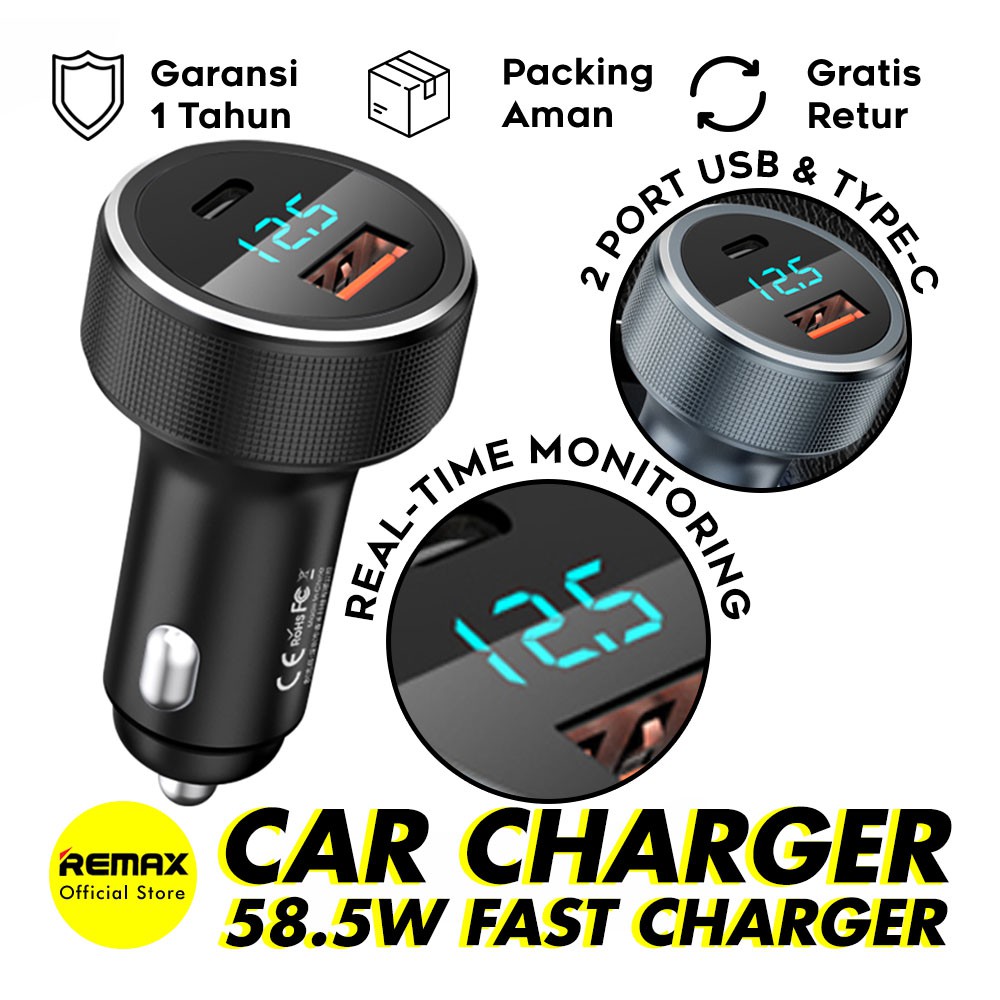 REMAX Salo Charger Mobil PD 58.5W Port USB &amp; Type-C RCC215