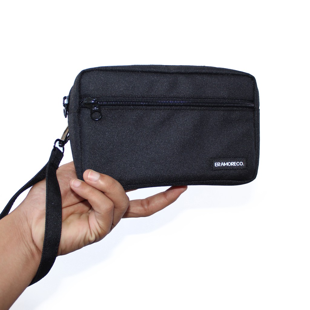 clutch pria casual simple mini - Hitam EMHB36