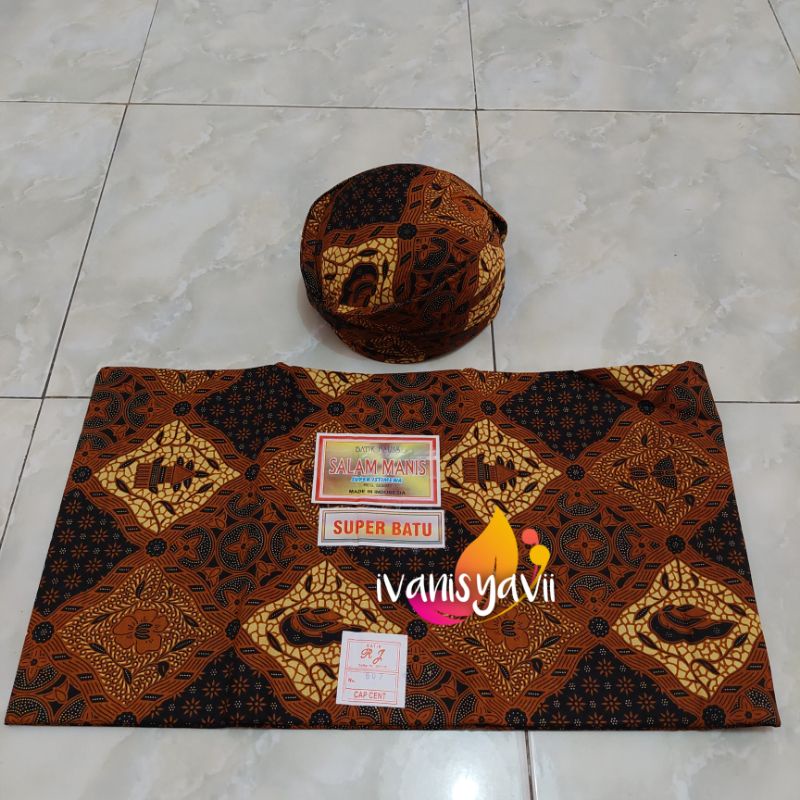 Set Jarik Cewek Cowok + Blangkon, Motif Mukti Besar