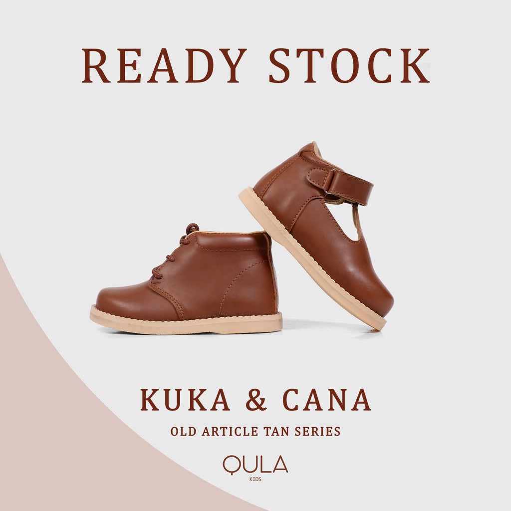 Ready Stock - Cana &amp; Kuka Tan Old Series Sepatu Anak Toddler Vintage Usia 1,2,3,4,5 Tahu min