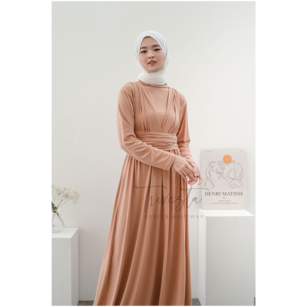 MAXI BERHIJAB  | NUDE | MULTIWAY INFINITY CONVERTIBLE DRESS | FREE  MANSET&amp; SPECIAL LONG SCRAFT