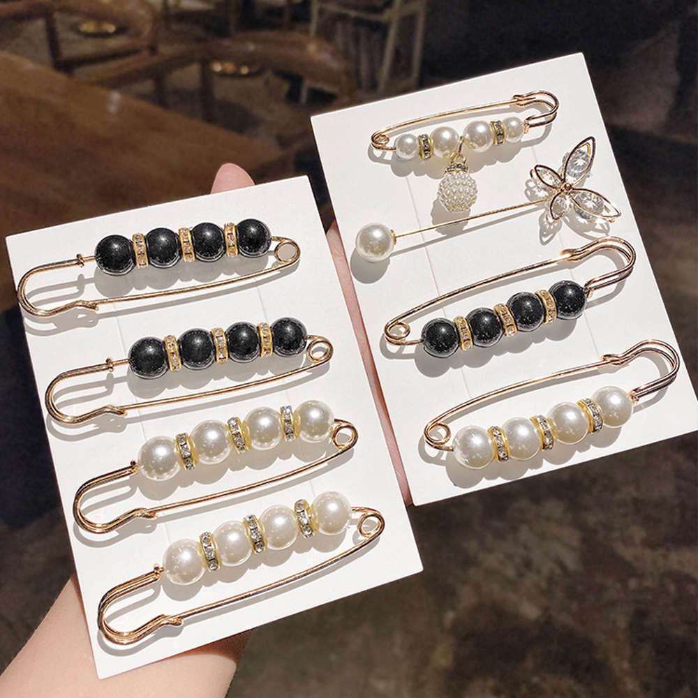 Mxbeauty 1 Set Pin/Bros Dengan Mutiara Imitasi Model Retro Untuk Wanita