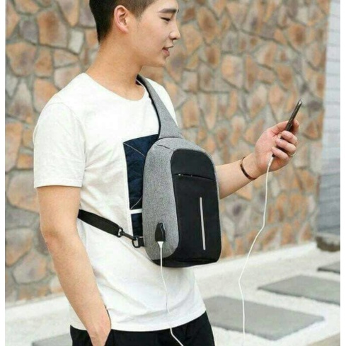 [ ELGANO ] -Tas Selempang Anti Maling With USB Charger Slempang &amp; Sling Bag PREMIUM QUALITY -FAS 237