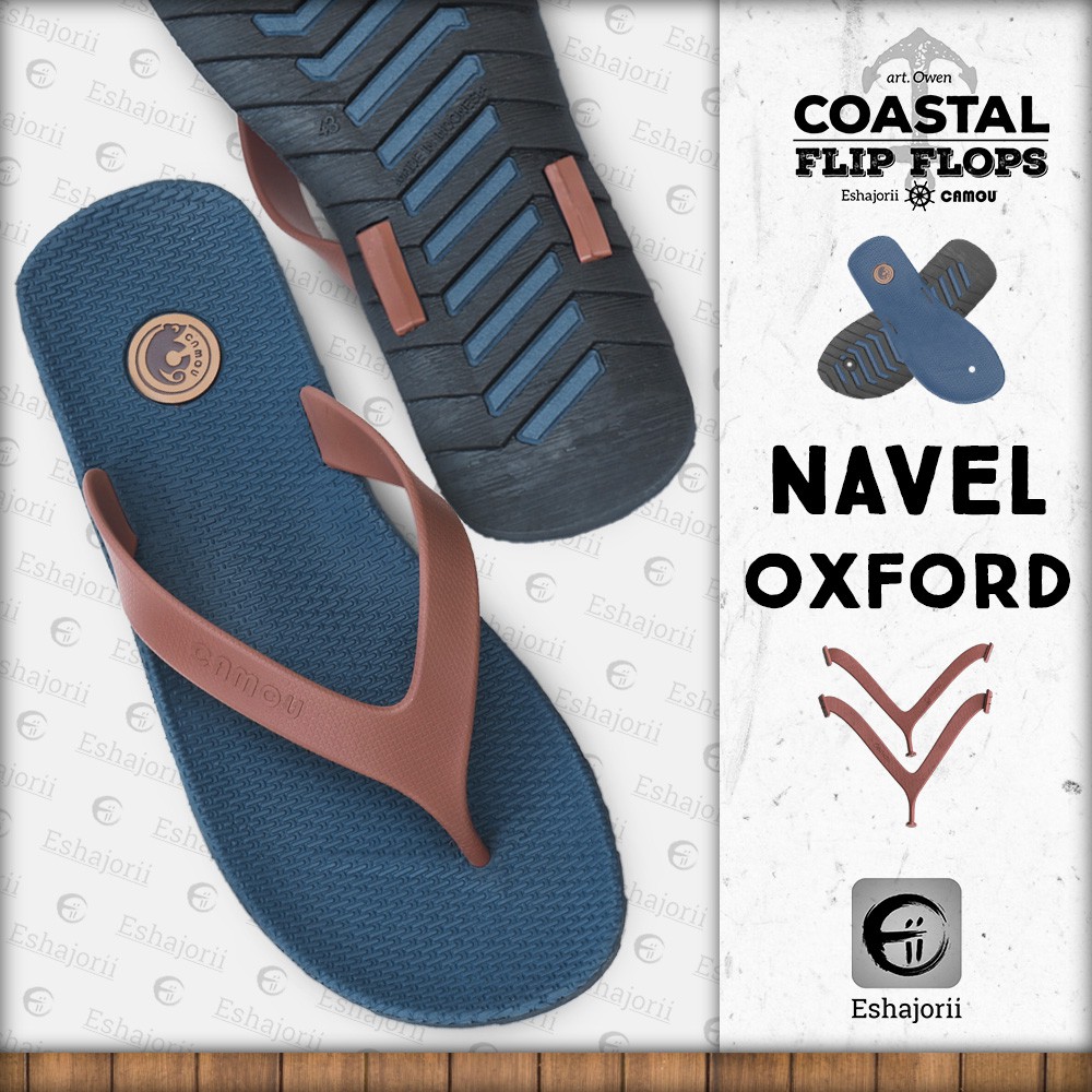 OWEN NAVEL OXFORD - Sandal Jepit Pria CAMOU OWEN Biru Donker