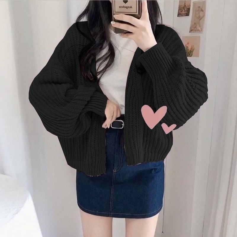 cardi lova crop rajut wanita / Cardigan Hazel rajut overaize premium