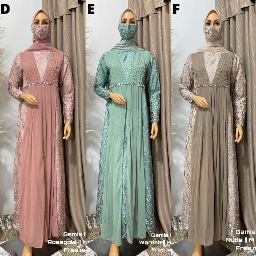 Gamis Tulle Malika Full Furing Mocca Dan Pilihan Warna