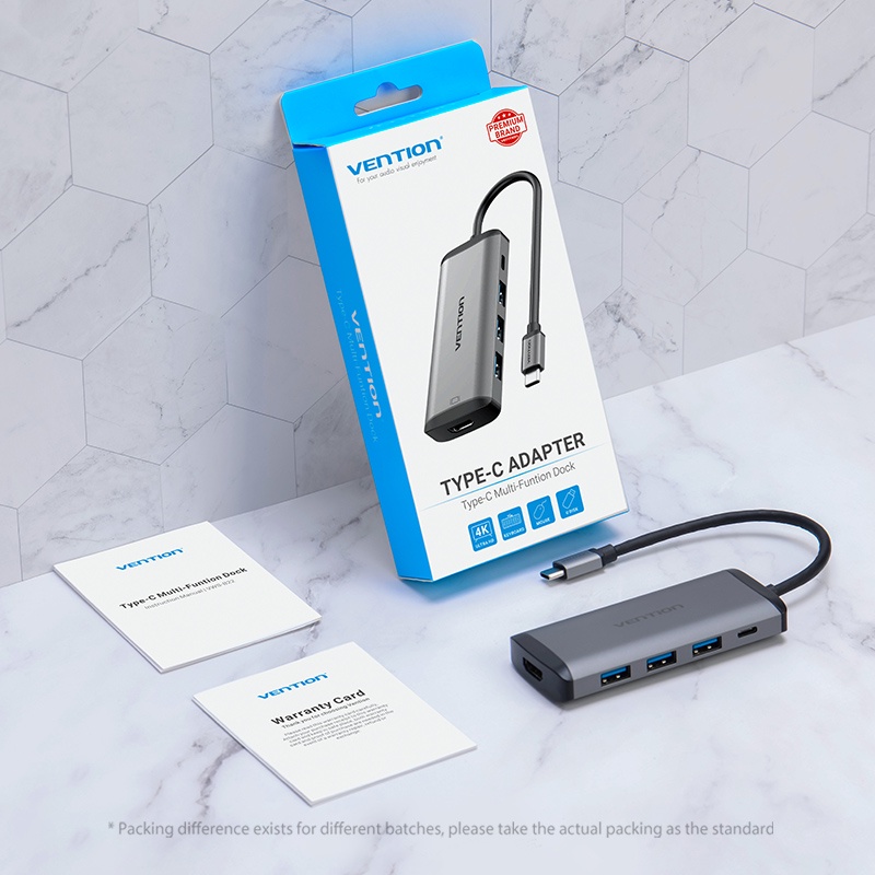 ( Bisa Cod ) Vention USB HUB Type-C Thunderbolt 3.1 TO HDMI USB 3.0 PD MACBOOK CNB