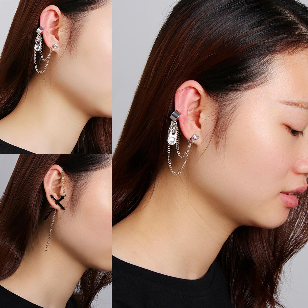 Lily 1PC Anting Salib Unisex Perhiasan Pesta Brincos Resleting Menjuntai Drop