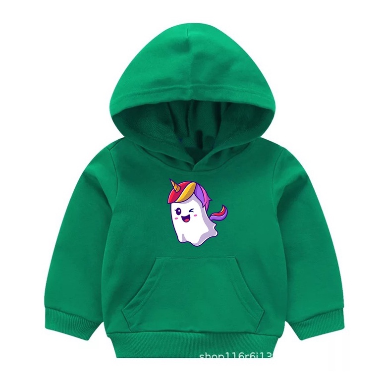 Hoodie Ghost Unicorn Sweater Pakaian Anak M - XXL