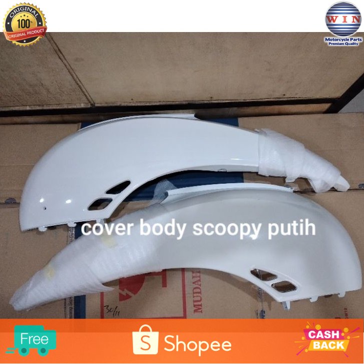 WIN - COVER BODY BODI BELAKANG SEPASANG HONDA SCOOPY KARBU KYT WARNA PUTIH