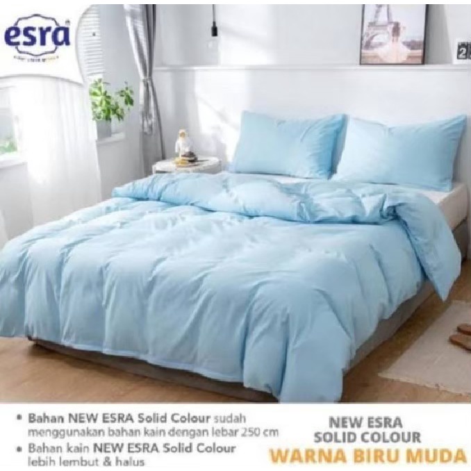 Bedcover & Sprei Premium Katun ESRA Motif Polos Biru Muda