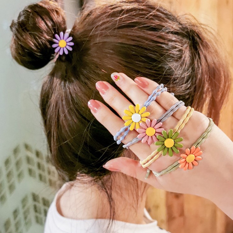 Ikat Rambut Desain Bunga Daisy Gaya Korea Untuk Wanita
