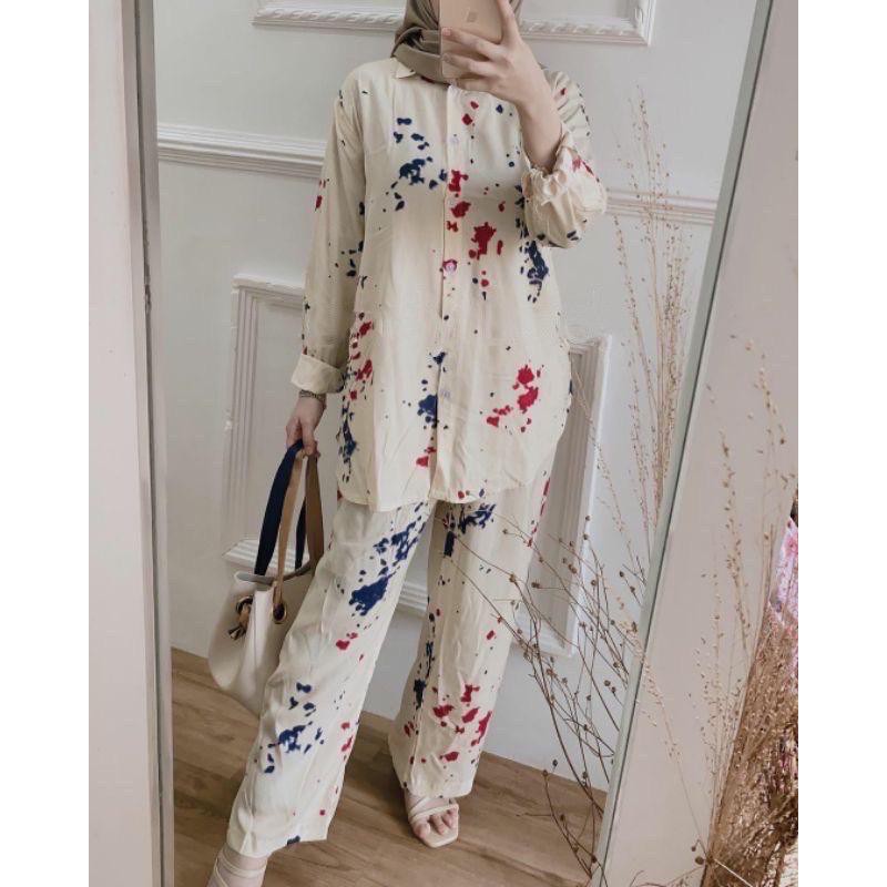 BLOOMS DAILY ONE SET / TIE DYE ONE SET RAYON / STELAN PIYAMA WANITA-PAULA ONE SET