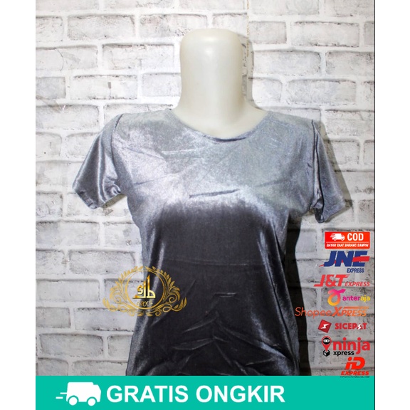 Rok Bludru Velvet Panjang Plisket Premium-KAOS Bluru Abu