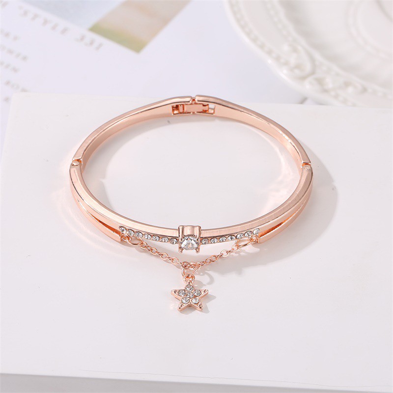 Gelang Wanita Titanium Fashion Korea Permata Berlian Bintang Rumbai Anti Karat Dalika