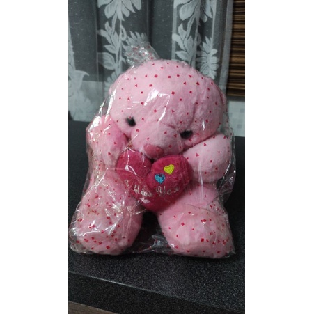 boneka beruang bear pink kecil lucu i miss u