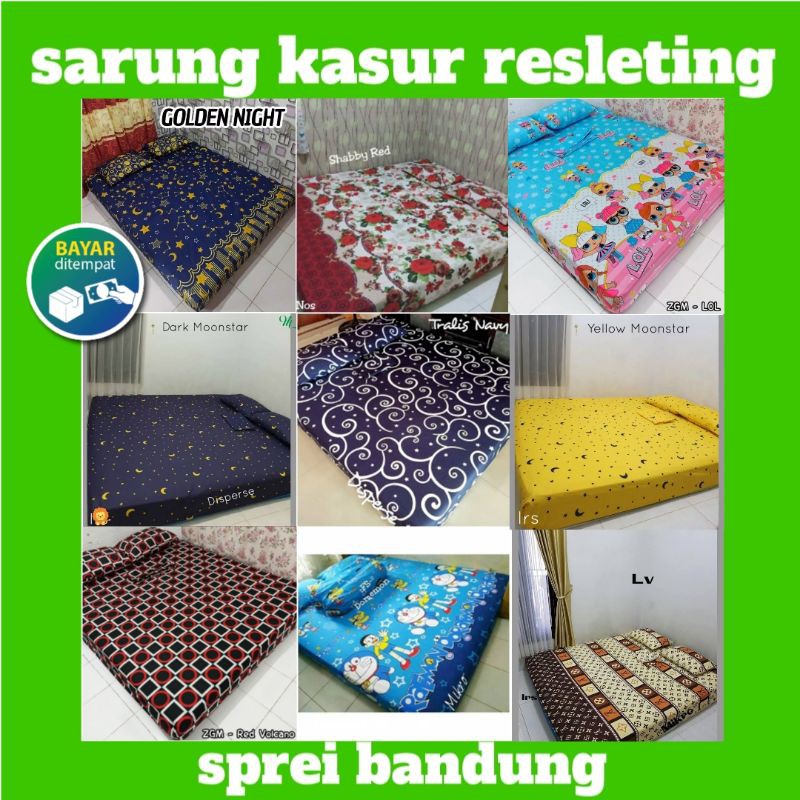 Sarung urung kasur busa resleting no 1 no 2 180x200x15 160x200x15 karakter murah