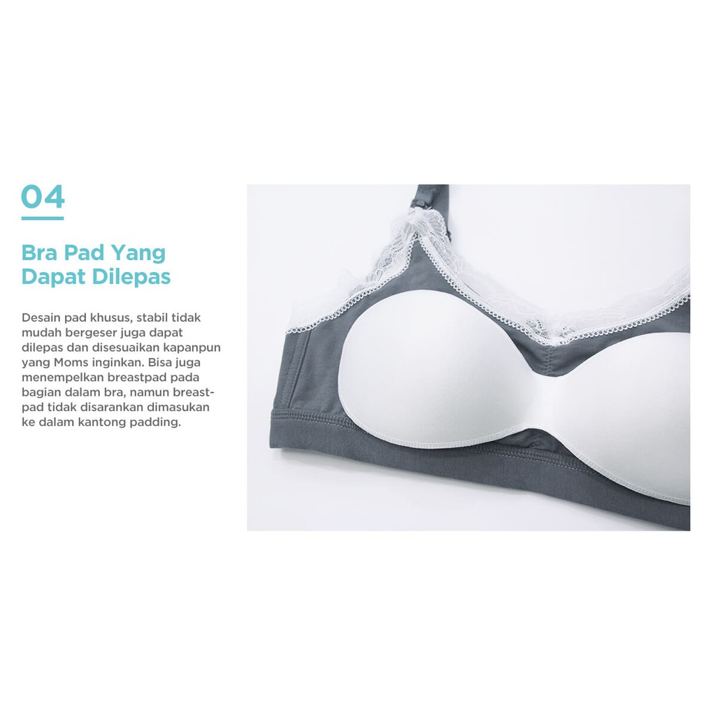 [PROMO] Mooimom Lace Wireless Maternity &amp; Nursing Bra Ibu Hamil &amp; Menyusui 93104